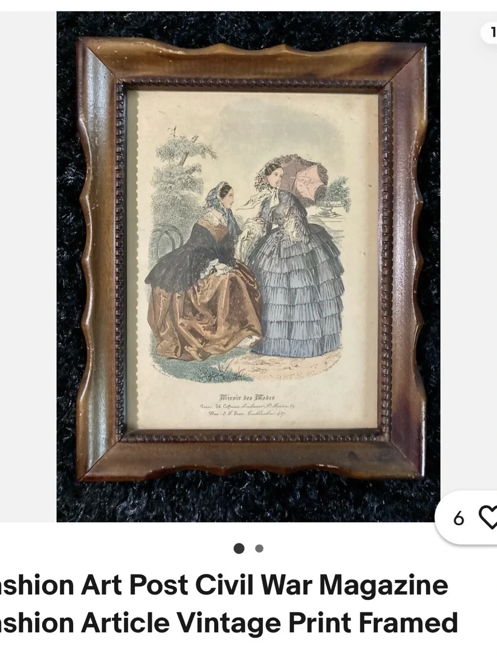 Vintage Post Civil War Art Magazine Pair of Brown Wooden Picture Frames